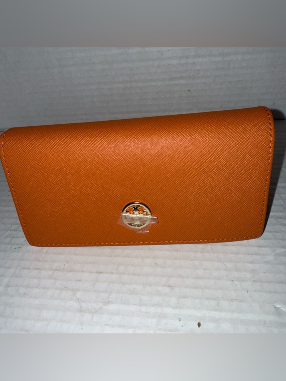 Tory Burch Saffiano Leather Suede Sunglasses Orange Case 6.5” Length Brand New